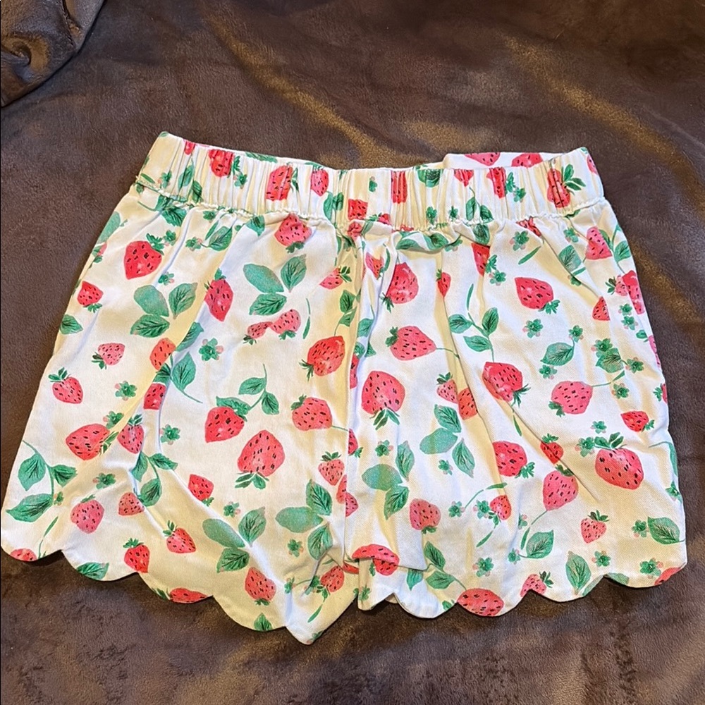 Crewcuts Strawberry Print Scallop Hem Shorts size 8 - Picture 4 of 6